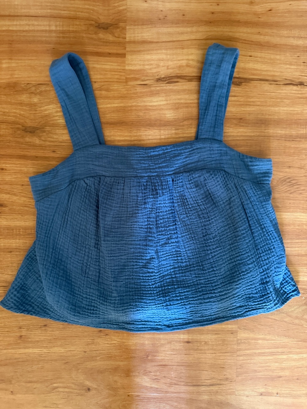 Drew Blue Cotton Gauze Square-Neck Camisole